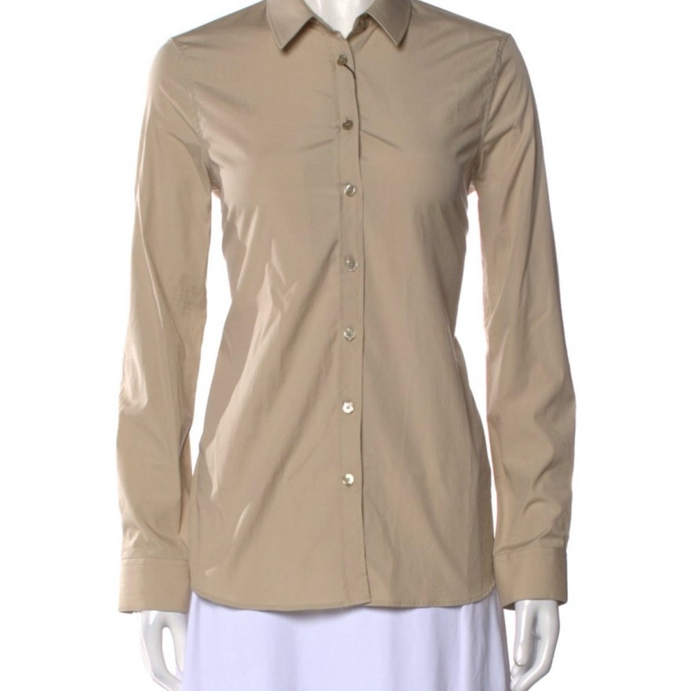 Burberry Shirt Women's UK 8 US 6 Neutral Long Sleeve Button Up NEW with tags